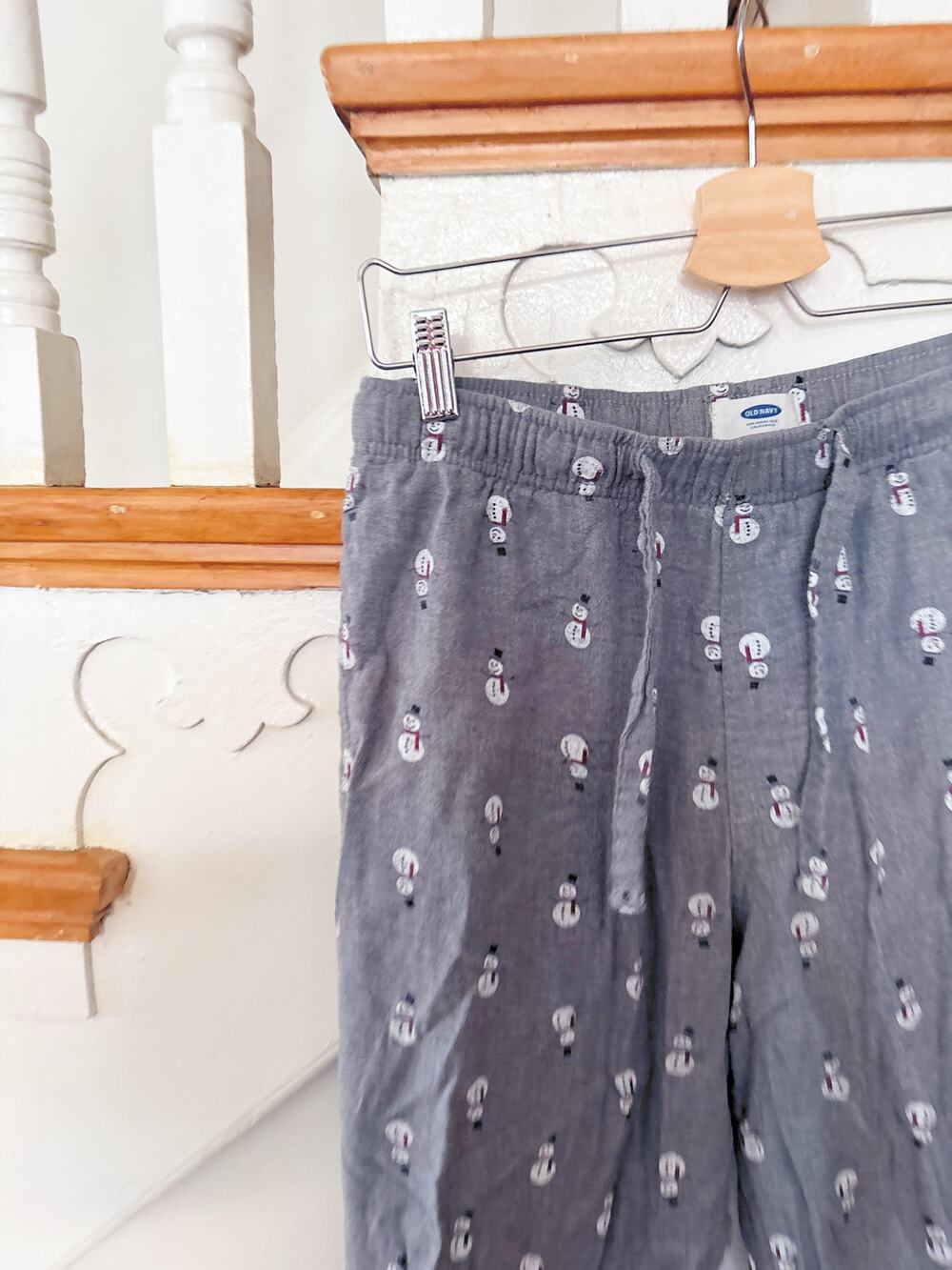 Old Navy Men's Small Snowman Pajama Pants Gray Christmas